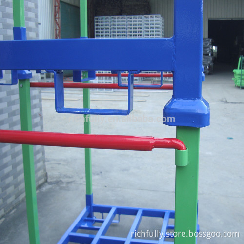 Heavy duty Long Stacking Rack in Blue+Green+Red colors for long rugs or fabrics rolls